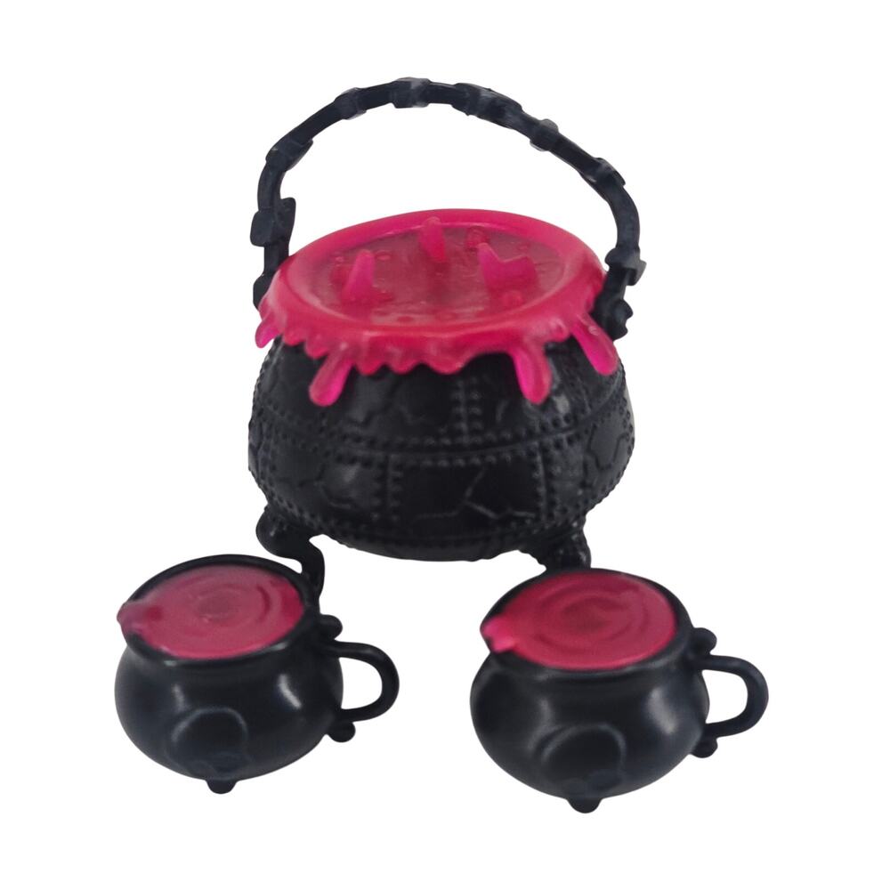 Lot of 3 Monster High doll playset replacement accessories Black cauldron